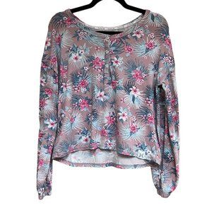Women's NWOT Hurley‎ Tropical Floral Scoop Neck Long Sleeve Lounge Top S